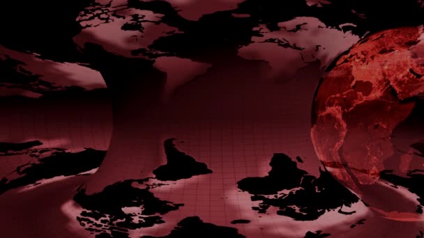 Jorden världen roteras på jorden karta bakgrund (loop) — Stockvideo