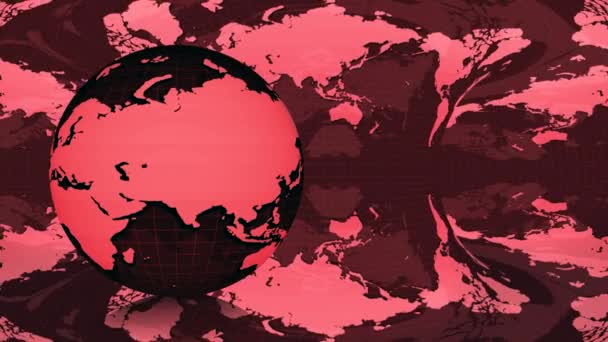 Terra globo ruotato su uno sfondo mappa della terra (ciclo ) — Video Stock