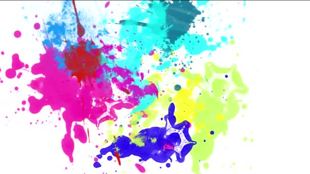Farbige Tintenpatrone auf weißem Hintergrund — Stockvideo