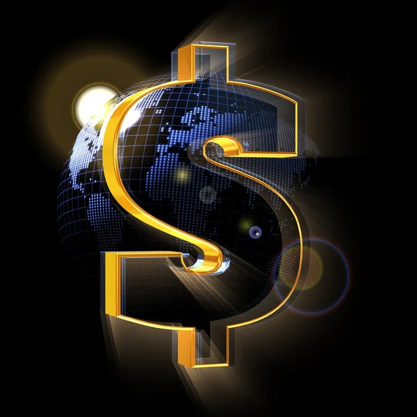 Dünya harita üzerinde dolar işareti