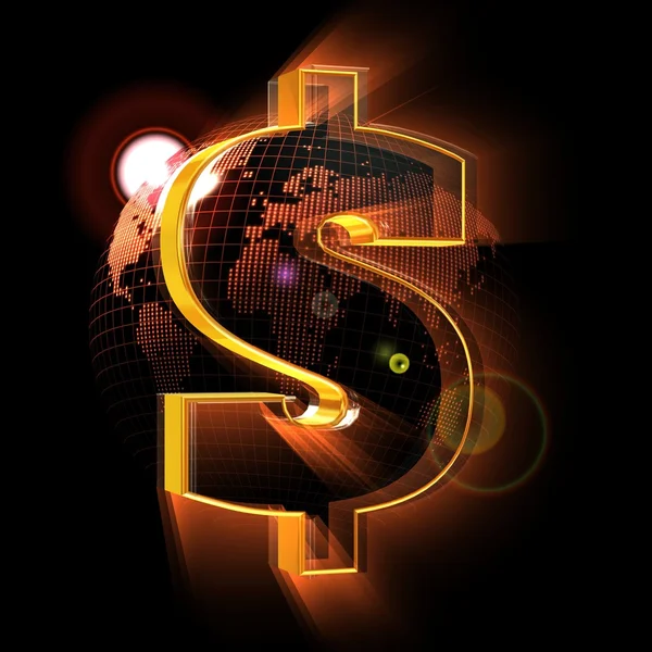 Dünya harita üzerinde dolar işareti