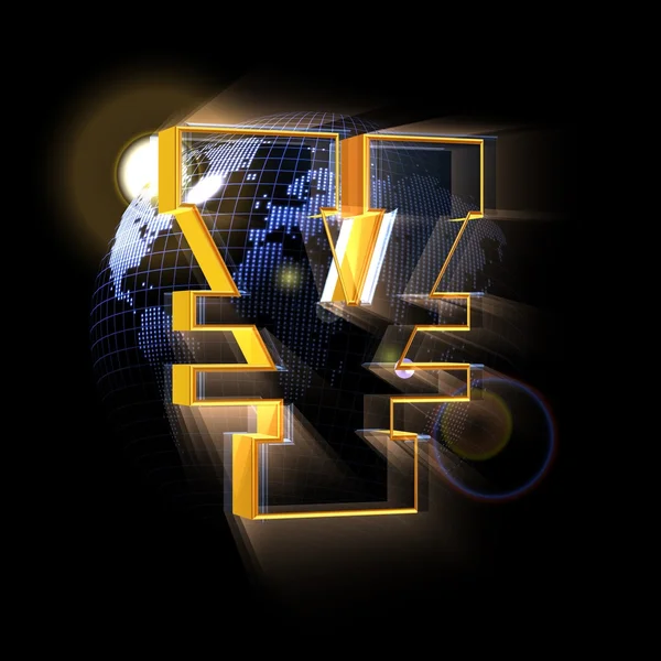 Yen işareti dünya harita üzerinde