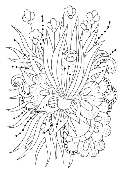 Coloring Page Children Adults Vector Illustration Abstract Flowers Black White — Stock Vector