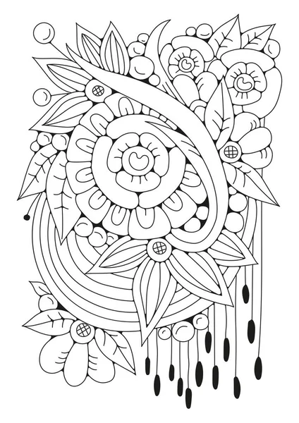Boyama sayfası. Sanat terapisi. Sanat çizgisi. Renklendirme için resim. Siyah-beyaz arkaplan.