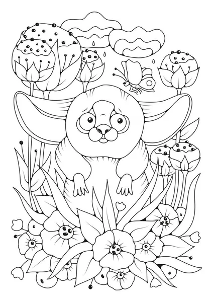 Coloriage Pour Enfants Adultes Animal Mignon Aux Longues Oreilles Tient — Image vectorielle