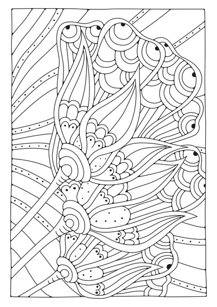 Linienkunst Drei Große Blumen Malvorlage Vektor Illustration Zum Ausmalen Hobby — Stockvektor