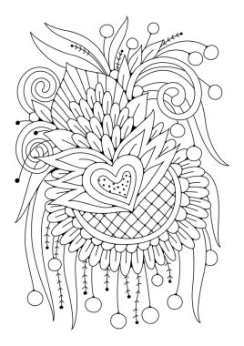 Black and white vector illustration for coloring. Coloring page with flowers. Line art. Art therapy.