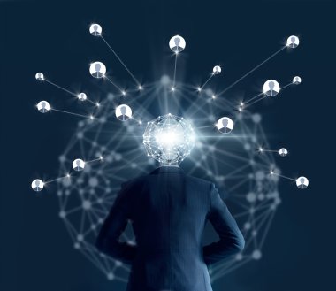 Sosyal Bilimler için emplee arıyor işadamı küresel ağ bağlantısı kafasıyla