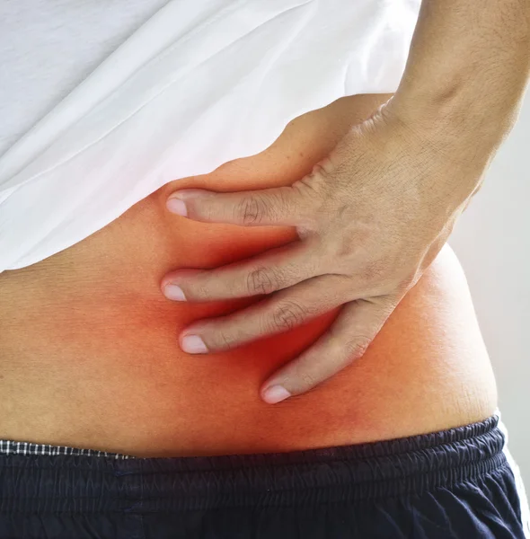 Backache, sakit di punggung bawah — Stok Foto