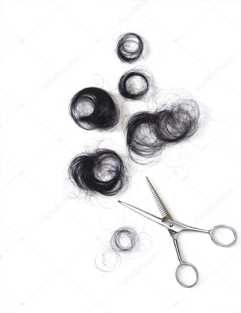 Hair asian cut off on white background