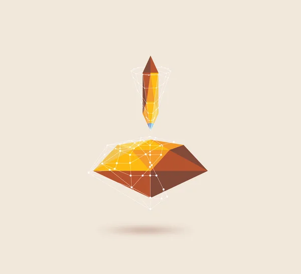 Soyut poligonal kalem ve elmas, geometrik şekil — Stok fotoğraf