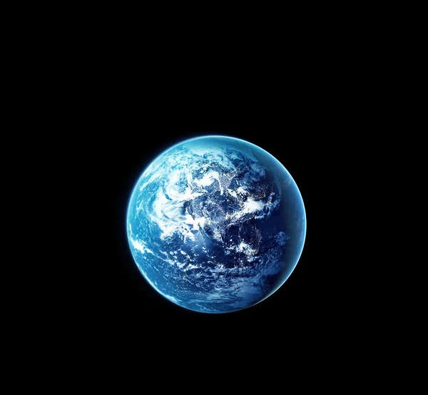行星地球与太阳从空间在晚上原始图像从美国国家航空航天局 gov 升起. — 图库照片