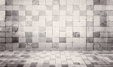 Grunge ve vintage tarzı beton kiremit duvar ve döşeme arka plan doku