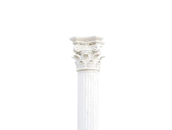 Bianco singolo pilastro greco su sfondo bianco — Foto Stock
