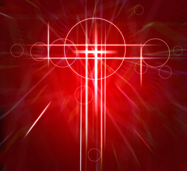 Abstraktes weißes Kreuz auf roter Textur, die sich schnell bewegt, Illustration — Stockfoto