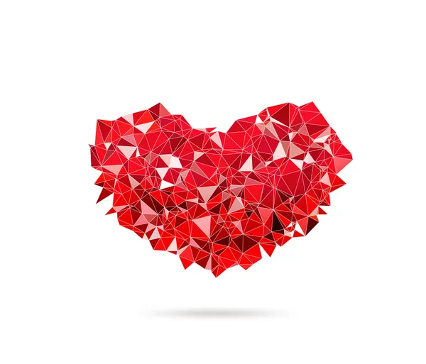 Abstract polygonal red heart, Love symbol, Low-poly colorful style — Stock Photo, Image