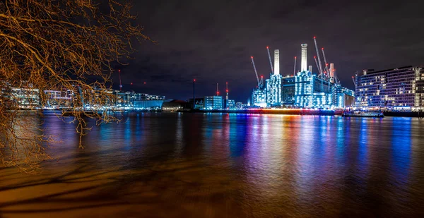 Elektrownia Battersea Nocy Londyn — Zdjęcie stockowe