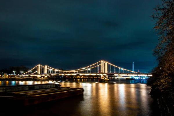 Puente Chelsea Noche Londres Reino Unido —  Fotos de Stock