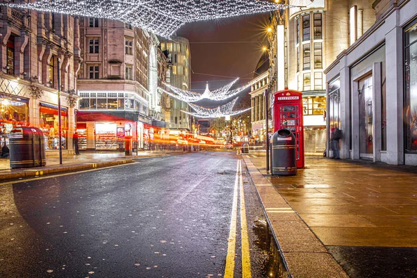 Telefooncel Buurt Van Leicester Square Tijdens Kerstmis Londen — Stockfoto