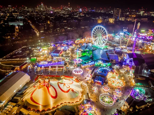 Vista Aérea Feria Navidad Hyde Park Londres —  Fotos de Stock