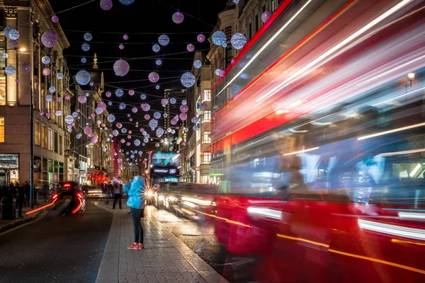 Luci Natale Nel Centro Londra Regno Unito — Foto Stock