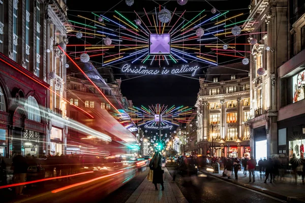 Різдвяні Вогні Центрі Лондона Велика Британія — стокове фото
