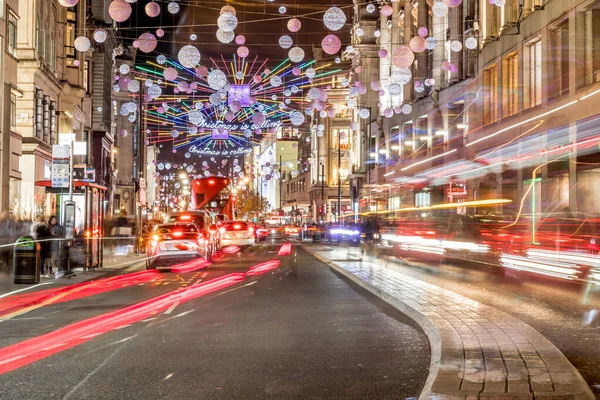 Światła Świąteczne Centrum Londynu Wielka Brytania — Zdjęcie stockowe