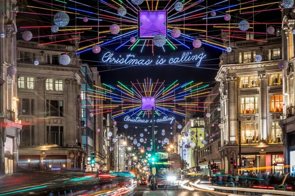 Різдвяні Вогні Центрі Лондона Велика Британія — стокове фото