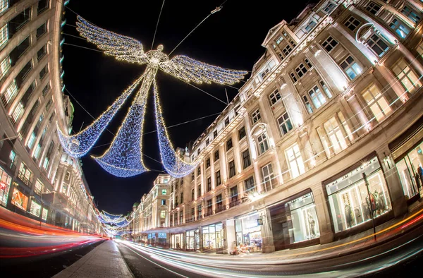 Regent Ulice Zdobené Vánocům — Stock fotografie