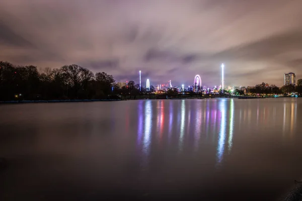 Karácsonyi Vidámpark Éjjel London — Stock Fotó