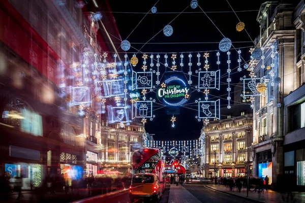 Різдвяні Вогні 2017 Року Оксфорд Стріт Лондон Велика Британія — стокове фото