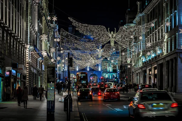 Picadilly Decorado Para Natal Londres Reino Unido — Fotografia de Stock