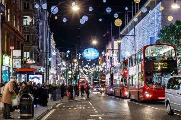 Lumini Crăciun 2016 Strada Oxford Londra Anglia — Fotografie, imagine de stoc