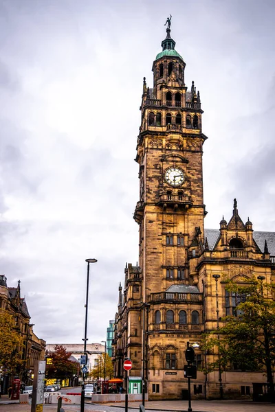 Kilátás Sheffield Városi Tanács Sheffield Városháza Ősszel Anglia Egyesült Királyság — Stock Fotó