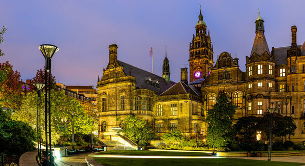 View of Sheffield City Council and Sheffield town hall in autumn, England, UK