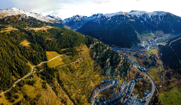 Veduta Aerea Del Villaggio Tarter Andorra Situato Nella Parrocchia Canillo — Foto Stock