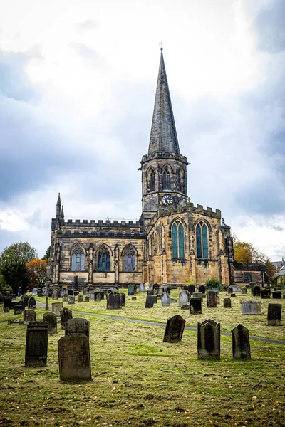 Utsikt Över All Saints Church Bakewell Liten Marknadsstad Och Civil — Stockfoto