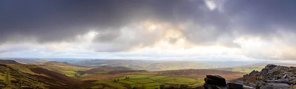 Veduta Stanage Edge Nel Distretto Peak Area Montana Inghilterra All — Foto Stock