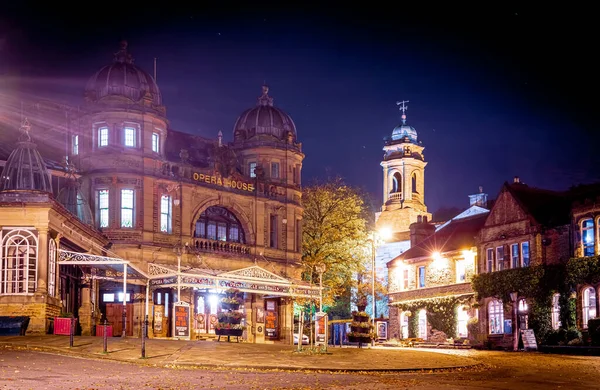 Vue Nuit Buxtob Une Ville Thermale Dans Derbyshire Dans Région — Photo