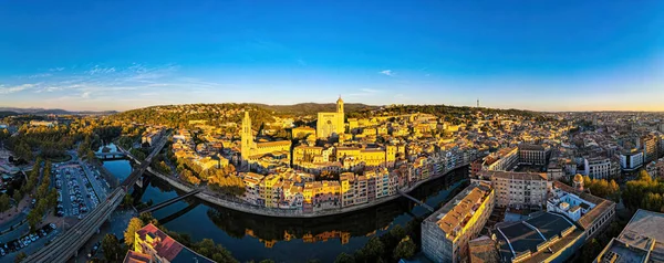 Вигляд Повітря Місто Жирона Лежить Північному Сході Каталонії Поруч Річкою — стокове фото