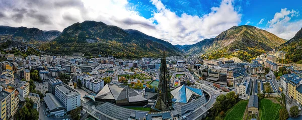 Aerial View Andorra Vella Capital Andorra Pyrenees Mountains France Spain — Stock Photo, Image