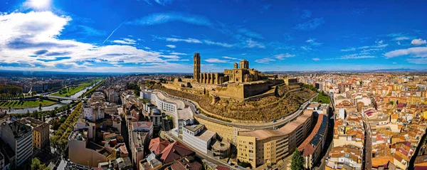 Vista Aérea Una Catedral Gótico Románica Lleida Antigua Ciudad Del — Foto de Stock