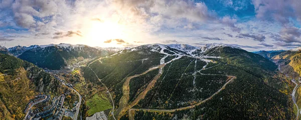 Veduta Aerea Del Villaggio Tarter Andorra Situato Nella Parrocchia Canillo — Foto Stock