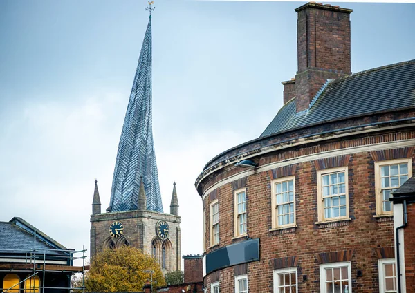 Crooked Spire Church Mary All Saints Chesterfield Derbyshire Reino Unido — Fotografia de Stock