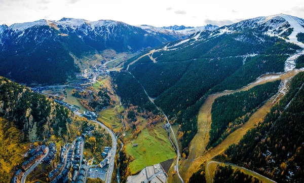 Veduta Aerea Del Villaggio Tarter Andorra Situato Nella Parrocchia Canillo — Foto Stock