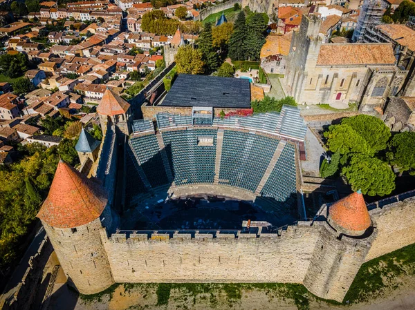 Aerial View Carcassonne French Fortified City Department Aude Region Occitanie — Stock Photo, Image