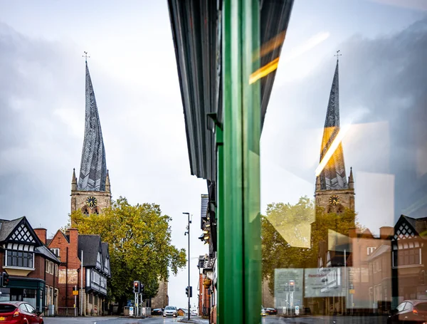 Crooked Spire Church Mary All Saints Chesterfield Derbyshire Reino Unido — Fotografia de Stock