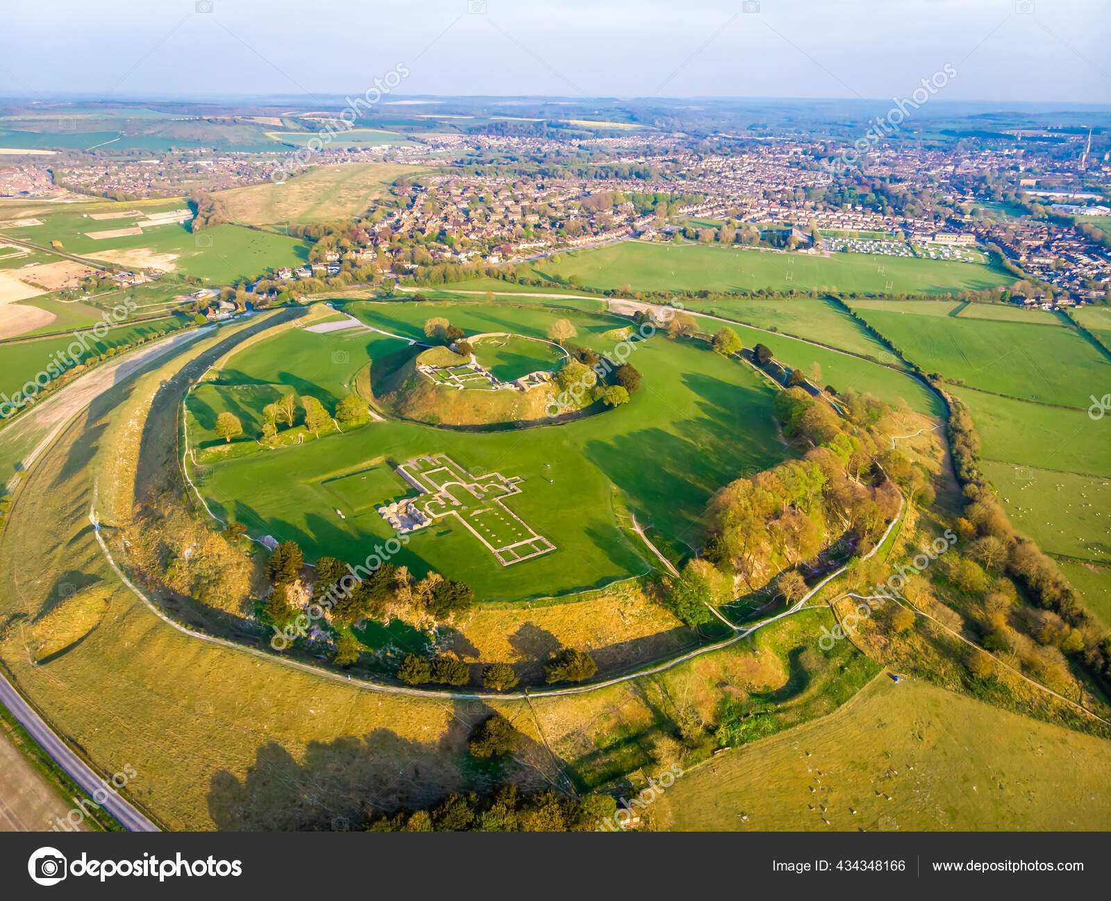Vista Aérea Del Viejo Sarum Inglaterra fotografía de stock ©