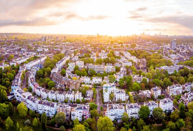 Notting Hill 'in sabahki hava görüntüsü, Londra, İngiltere
