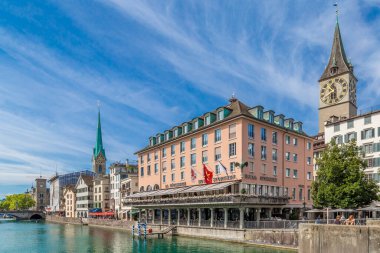 Zürih ve Limmat nehrinin hava manzarası, İsviçre